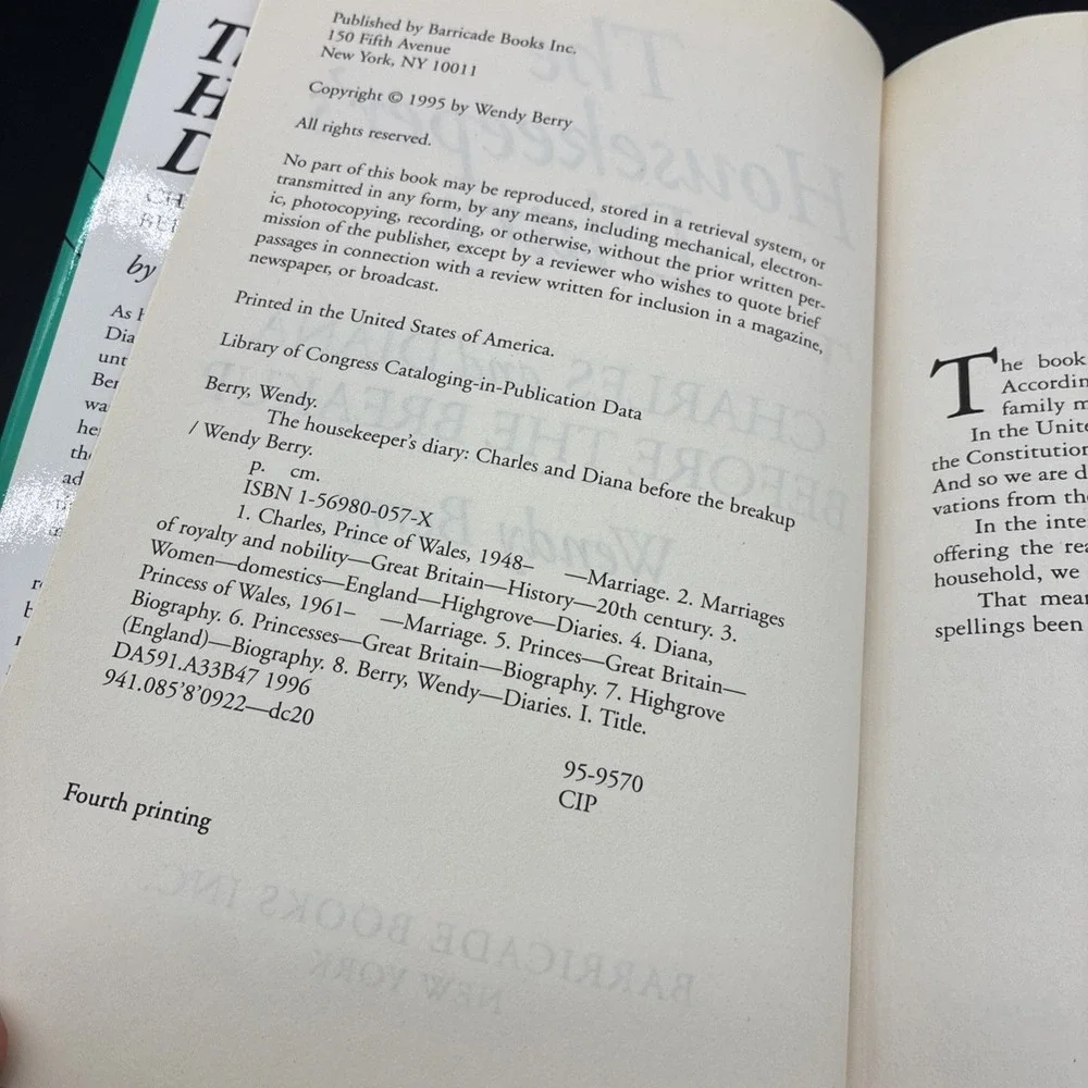 Housekeeper's Diary: Charles and Diana Before the Breakup by Wendy Berry (1995)